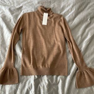 BNWT Veronica Beard Tol Merino Wool Turtleneck Sweater SZ Small Beige